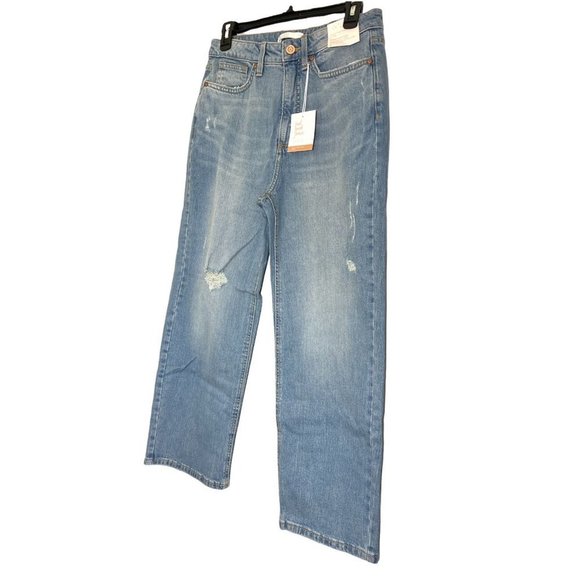 SOLD LC Lauren Conrad Womens Med Wash High Rise Distressed Cropped Jeans Sz 8 - Picture 6 of 10
